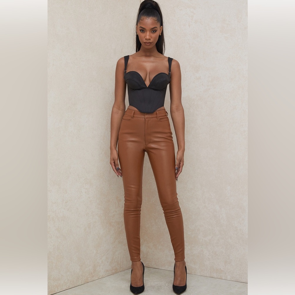 House of CB 'Cora' Tan Vegan Leather Pants